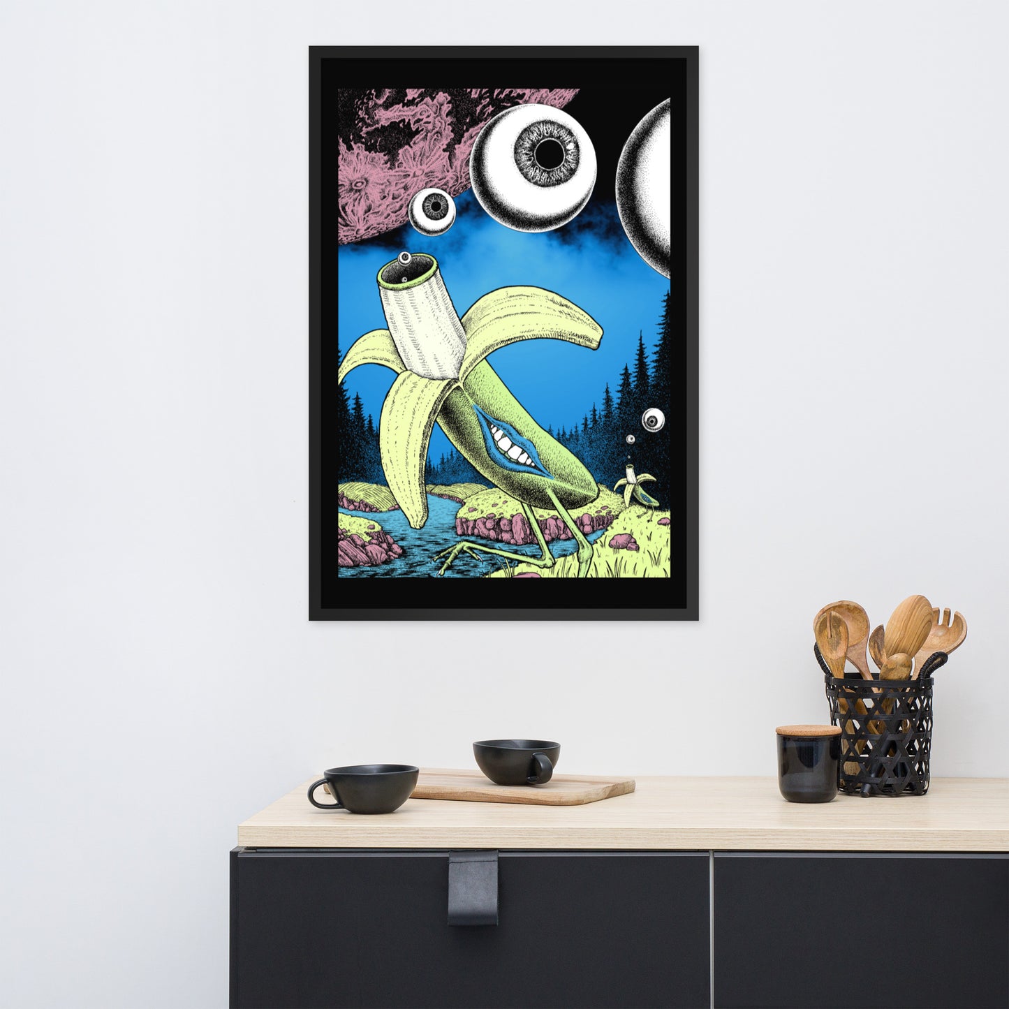 Banana Birds Framed Poster