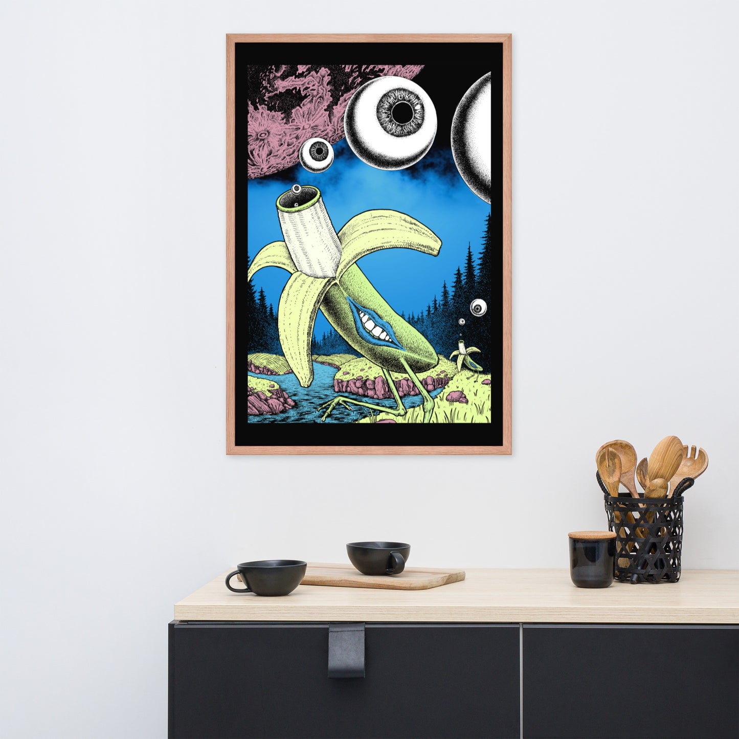 Banana Birds Framed Poster